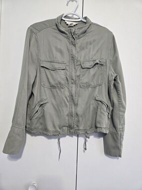 C&C California Utility Jacket Olive Green Lyocell Lightweight Zip Jacket Size M